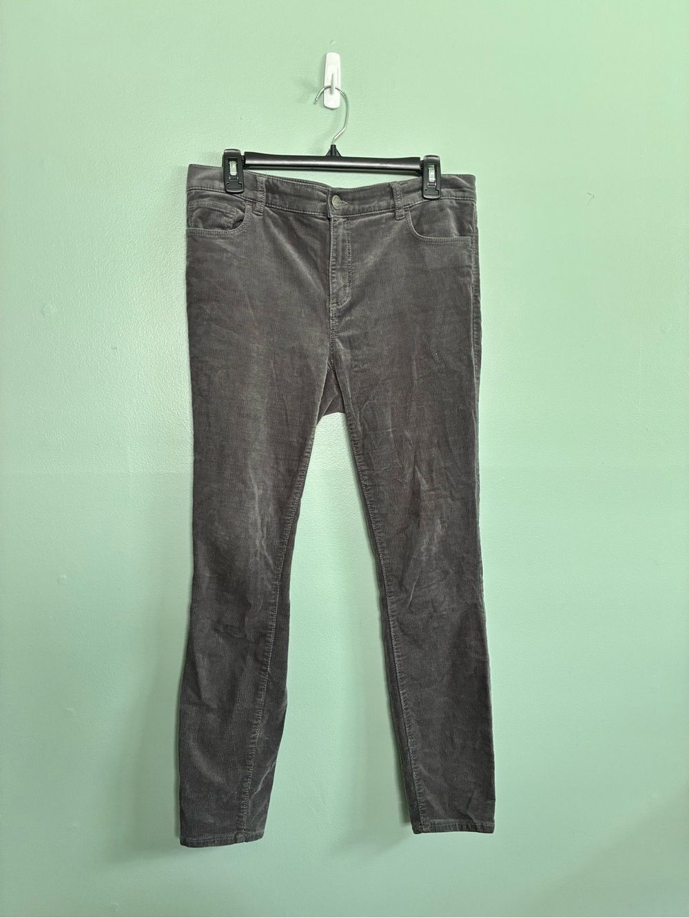 LOFT Womens Gray Corduroy Modern Skinny Pants Winter Fitted Sz 29/8